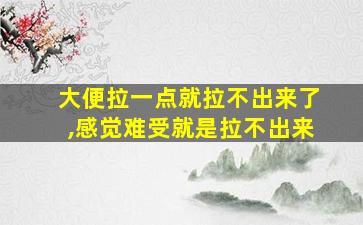 大便拉一点就拉不出来了,感觉难受就是拉不出来