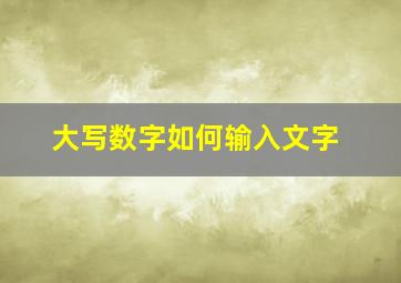 大写数字如何输入文字