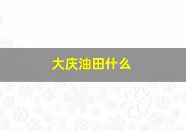 大庆油田什么