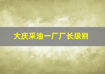 大庆采油一厂厂长级别