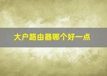 大户路由器哪个好一点