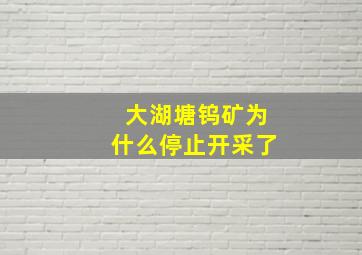 大湖塘钨矿为什么停止开采了