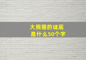 大熊猫的谜底是什么50个字