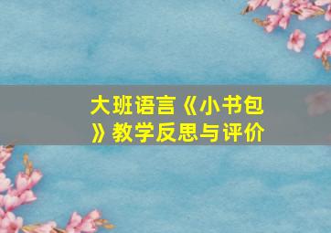 大班语言《小书包》教学反思与评价