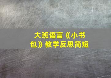 大班语言《小书包》教学反思简短