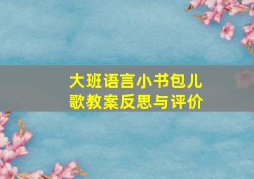 大班语言小书包儿歌教案反思与评价