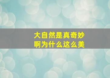 大自然是真奇妙啊为什么这么美