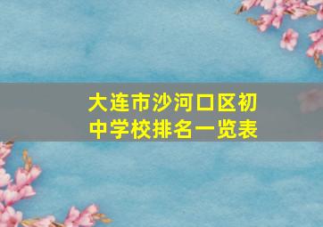 大连市沙河口区初中学校排名一览表