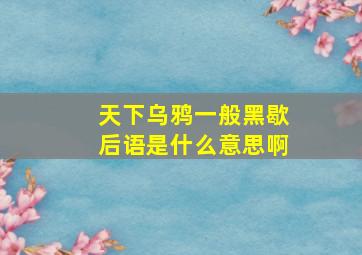 天下乌鸦一般黑歇后语是什么意思啊