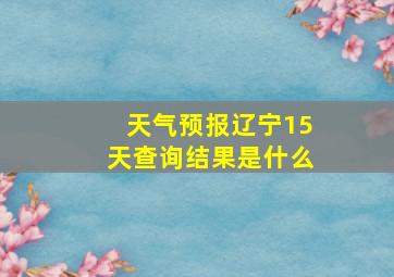 天气预报辽宁15天查询结果是什么