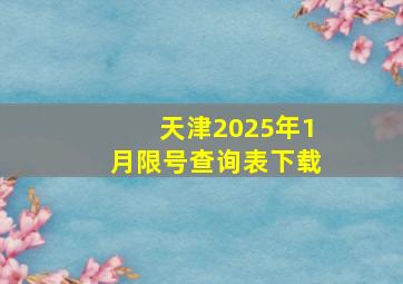 天津2025年1月限号查询表下载