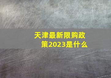 天津最新限购政策2023是什么