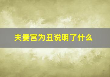 夫妻宫为丑说明了什么