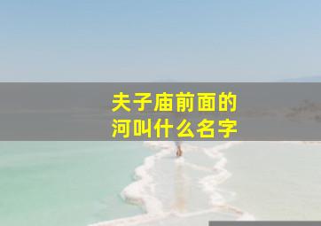 夫子庙前面的河叫什么名字