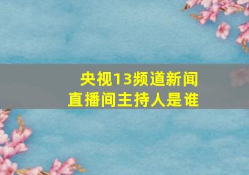 央视13频道新闻直播间主持人是谁