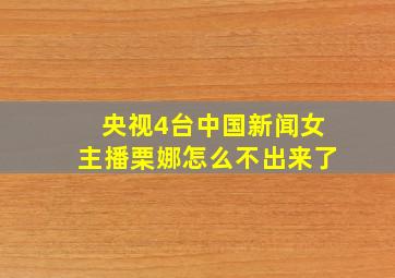 央视4台中国新闻女主播栗娜怎么不出来了