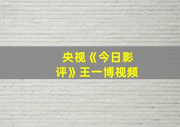 央视《今日影评》王一博视频