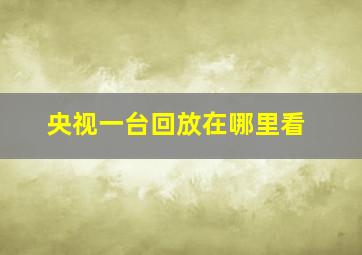 央视一台回放在哪里看