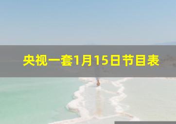 央视一套1月15日节目表