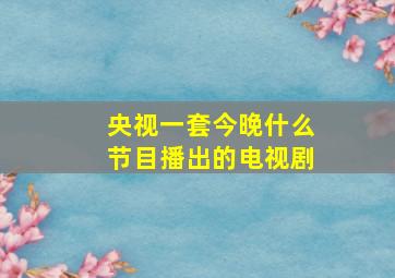 央视一套今晚什么节目播出的电视剧