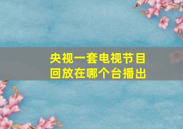 央视一套电视节目回放在哪个台播出