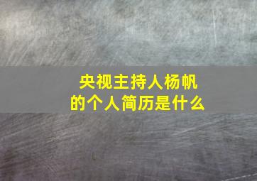 央视主持人杨帆的个人简历是什么