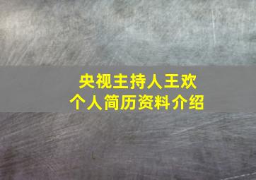 央视主持人王欢个人简历资料介绍