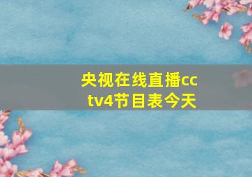 央视在线直播cctv4节目表今天