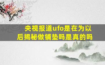 央视报道ufo是在为以后揭秘做铺垫吗是真的吗