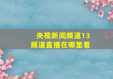 央视新闻频道13频道直播在哪里看