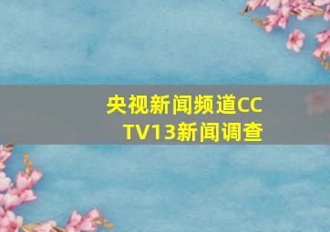 央视新闻频道CCTV13新闻调查