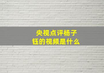 央视点评杨子钰的视频是什么