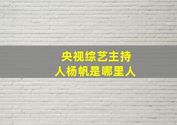 央视综艺主持人杨帆是哪里人