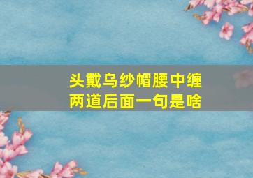 头戴乌纱帽腰中缠两道后面一句是啥