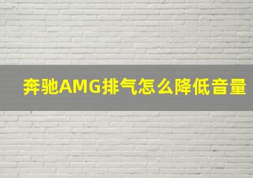 奔驰AMG排气怎么降低音量