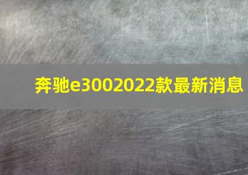 奔驰e3002022款最新消息