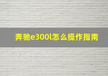 奔驰e300l怎么操作指南