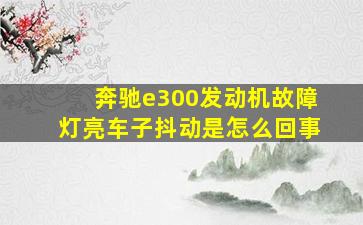 奔驰e300发动机故障灯亮车子抖动是怎么回事