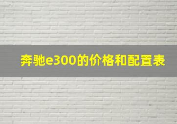 奔驰e300的价格和配置表