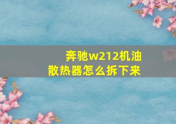 奔驰w212机油散热器怎么拆下来