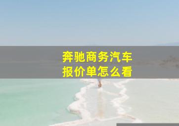 奔驰商务汽车报价单怎么看