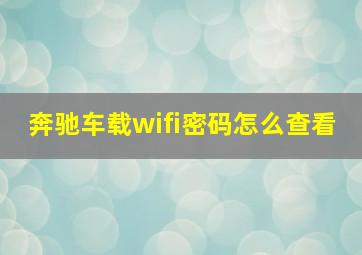 奔驰车载wifi密码怎么查看