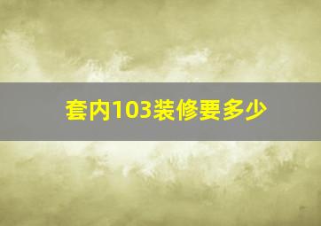 套内103装修要多少