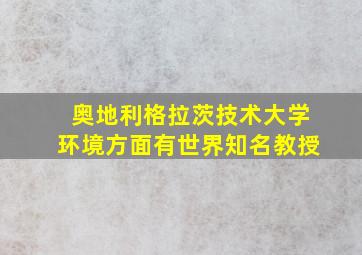 奥地利格拉茨技术大学环境方面有世界知名教授