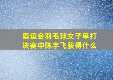 奥运会羽毛球女子单打决赛中陈宇飞获得什么