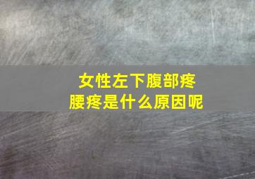 女性左下腹部疼腰疼是什么原因呢