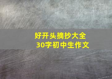 好开头摘抄大全30字初中生作文