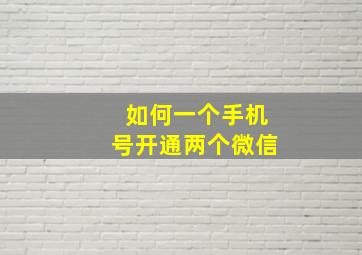 如何一个手机号开通两个微信