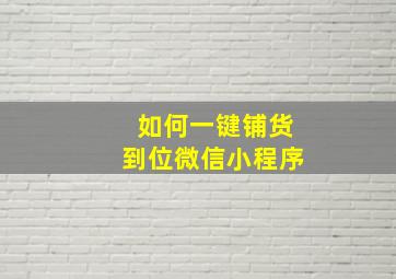 如何一键铺货到位微信小程序