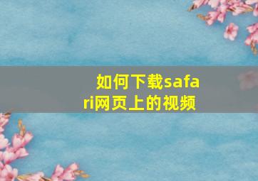 如何下载safari网页上的视频